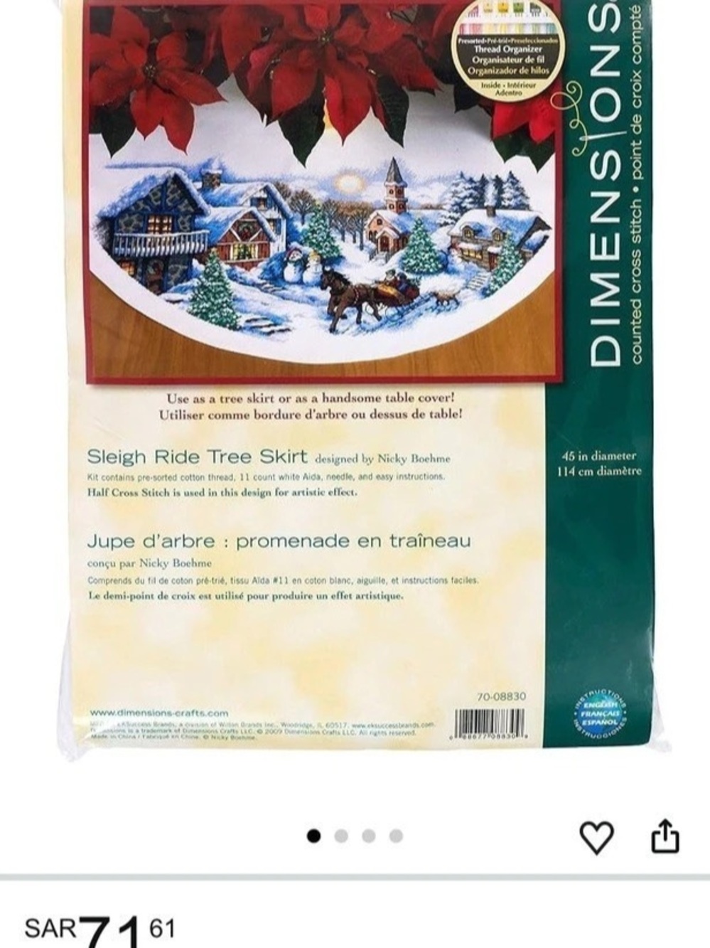 Dimensions Sleigh Ride Tree Skirt Counted Cross Stitch Kit